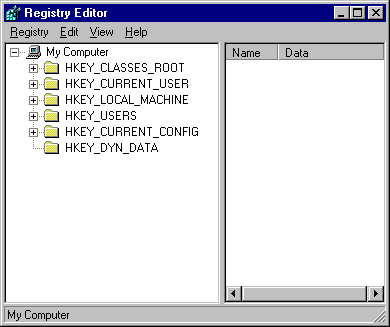 Figure 1a - Registry Editor under Win95/98